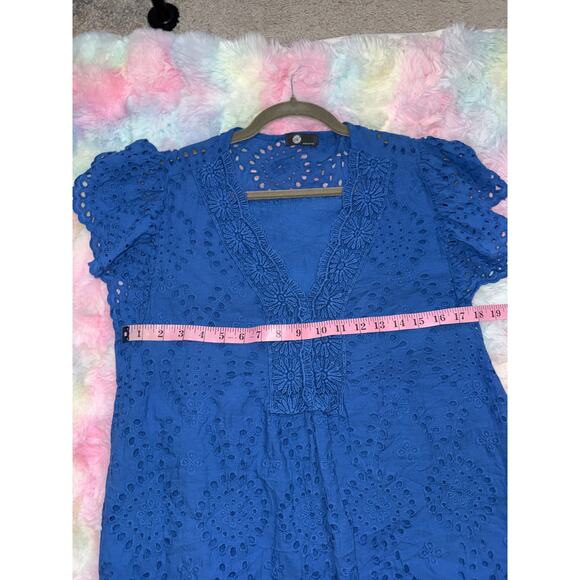 ❤️‍🔥M Made in Italy Eyelet Embroidered Cotton Dress Blue Size M - Picture 6 of 11